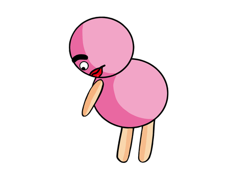 落ち込む人 落ち込む人 落ち込む,ピンク,丸い,眉毛,唇,かわいい,愛嬌のイラスト素材