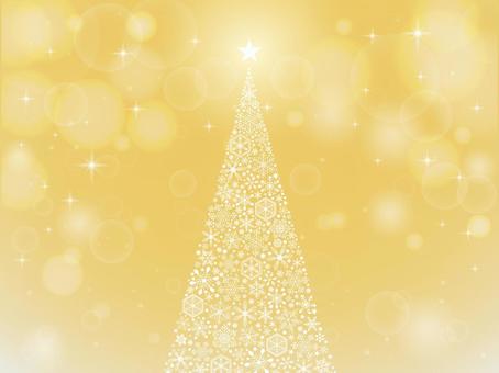 クリスマスのイルミネーション背景　8　黄 クリスマス,冬,背景,雪,雪の結晶,キラキラ,手描き,フレーム,クリスマスツリー,ツリーのイラスト素材