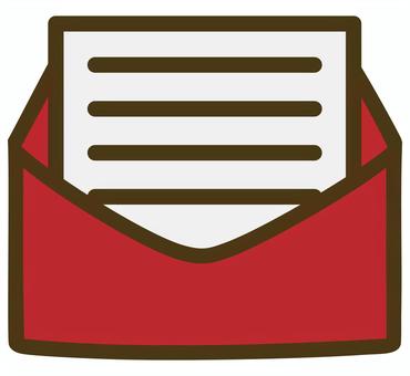 Envelope and letter icon red, , JPG, PNG and AI