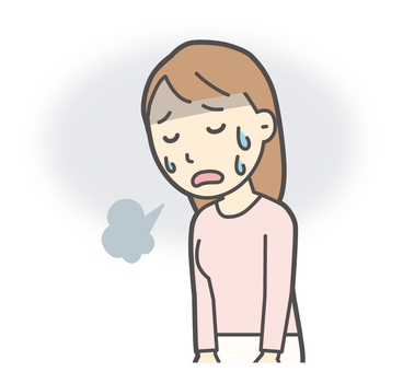  ロングヘア女性-455-バスト ストレス,女性,女の子,人物,かわいい,疲れ,疲労,汗,鬱,落ち込むのイラスト素材