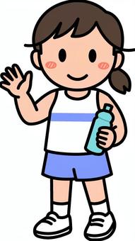 紺の陸上の女の子です。 陸上,女の子,シンプル,ランニング,走る,スポーツ,長距離,短距離,リレー,駅伝のイラスト素材