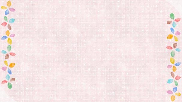 水彩背景／ステンシルの花模様・ピンク 水彩,背景,優しい,花,ステンシル,横長,淡い,チェック,模様,にじみのイラスト素材