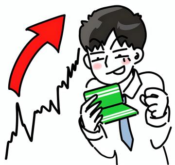 金利上昇預金通帳を確認するサラリーマン お金,人物,若い,仮想通貨,ビットコイン,貯金,男性,ドル,貯まる,紙幣のイラスト素材