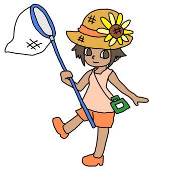 麦わら帽子をかぶる子供　日焼け