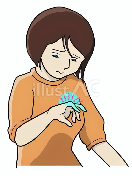 指が痺れる 女性,指,痺れのイラスト素材