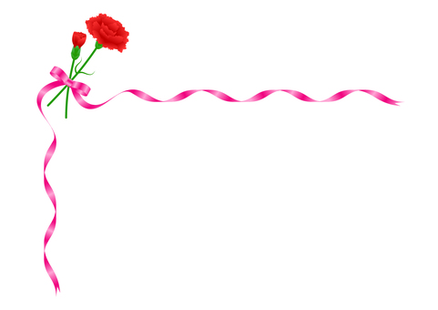 Red Carnation and Pink Ribbon, carnation, ribbon, mother's day, JPG, PNG and AI