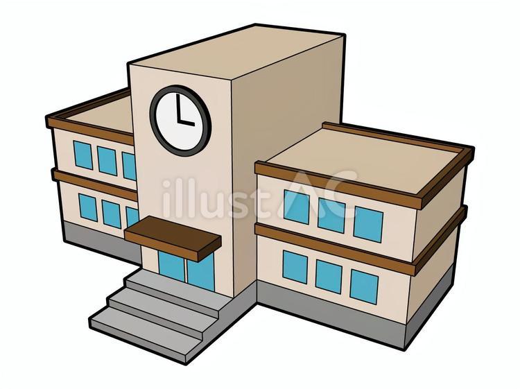 学校（校舎）の立体的なベクター素材 学校,校舎,建物のイラスト素材