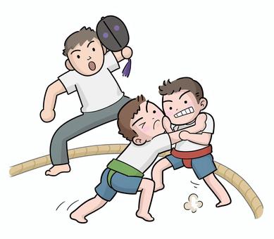 Illustration, primary school students, sumo, efforts, 