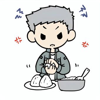 おにぎりを握る怒るおじいさん おにぎりを握る怒るおじいさん おじいさん,怒る,おにぎり,握る,おむすび,家事,イライラ,むかむか,ストレス,不満のイラスト素材