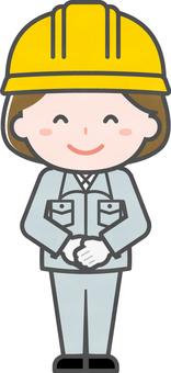 ミニ_単体_工事作業員の女性01 女性,大人,職業,仕事,作業員,工事,土木,建設,解体,作業着のイラスト素材