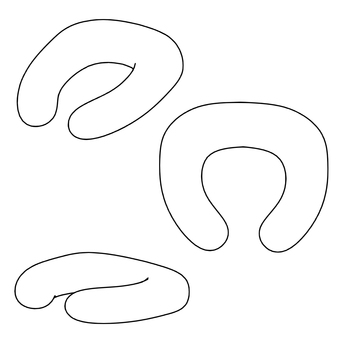 ネックピローの線画 ネックピロー,枕,首用,線画,モノクロ,立体,シンプルのイラスト素材