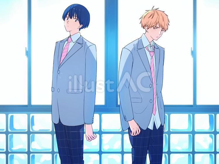 正反対 人物,男性,男の子のイラスト素材