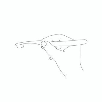 正しい歯ブラシの持ち方(ペングリップ)線 歯ブラシ,持ち方,歯みがき,歯,歯科,歯医者,歯科医院,歯科衛生士,虫歯,医療のイラスト素材