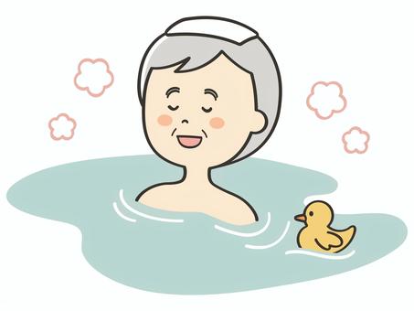 お風呂に浸かるおじいさん 温泉,銭湯,お風呂,風呂,入浴,露天風呂,湯船,浸かる,リラックス,おじいさんのイラスト素材