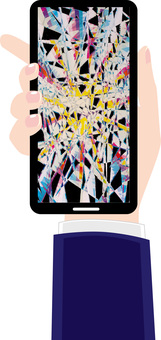 スマホ割れる スマホ,画面,割れる,ヒビ,破損,携帯電話,見せる,手,持つ,スーツのイラスト素材