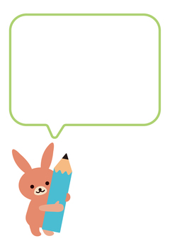 Rabbit holding a pencil and speech bubble_vertical, , JPG, PNG and AI