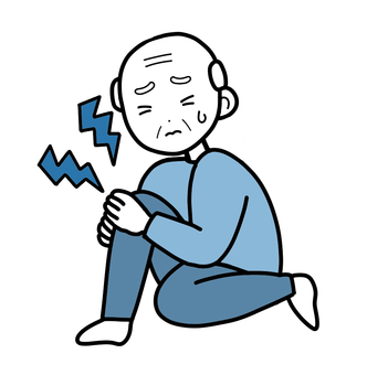 シンプル膝痛いおじいちゃん（b） シンプル,人,男,おじさん,おじいちゃん,祖父,痛い,痛む,痛み,辛いのイラスト素材