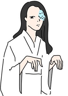お岩さんの斜め上半身　カラー お岩さん,女性,妖怪,着物,カラーのイラスト素材