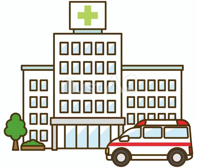 大きな総合病院と救急車 病院,救急車,大学病院のイラスト素材