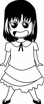 怒る漫画女子 怒る,感情,興奮,反抗,女子,顔,ボブ,髪,白黒,漫画のイラスト素材