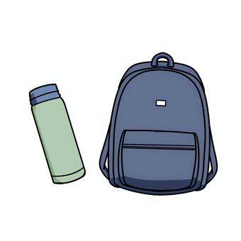 リュックサック・水筒 リュックサック,水筒,アウトドア,荷物,バッグのイラスト素材