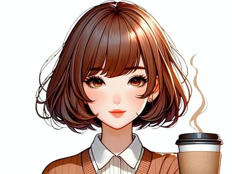 coffee and girl, girl, hot coffee, cafe, JPG and PNG