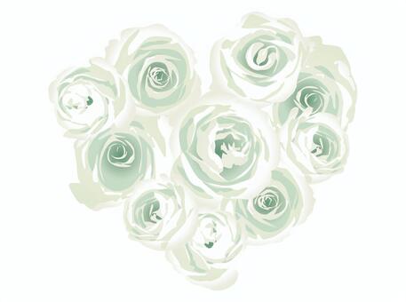 バラのハート個別_白(緑) バラのハート個別_白(緑) バラ,ばら,ハートのイラスト素材