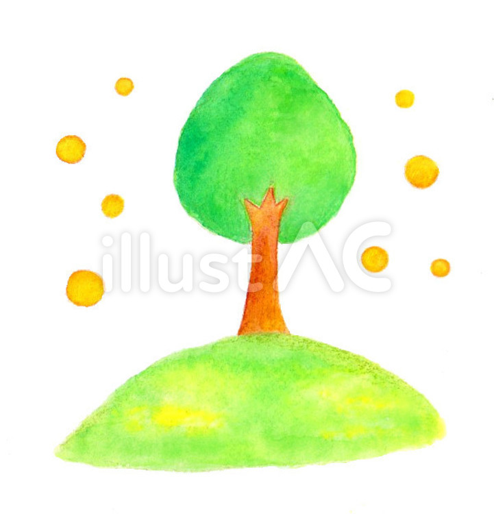 穏やかな木 木,丘,ナチュラルのイラスト素材