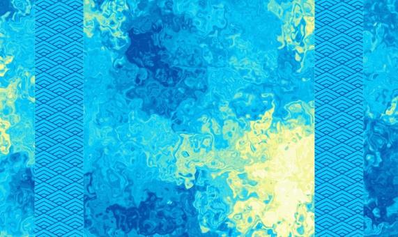 マーブル和柄の青系背景素材 菱青梅波,マーブル,背景,テクスチャ,流体,リキッド,和柄,青,水色,シアンのイラスト素材