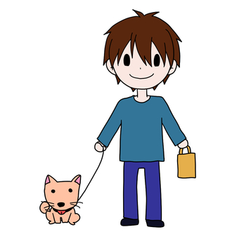 dog walking man, , JPG and PNG