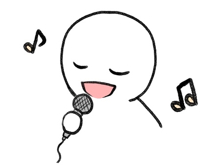 カラオケで歌う棒人間 棒人間,人物,歌う,カラオケ,マイク,手描き,落書き,表情,黒,シンプルのイラスト素材