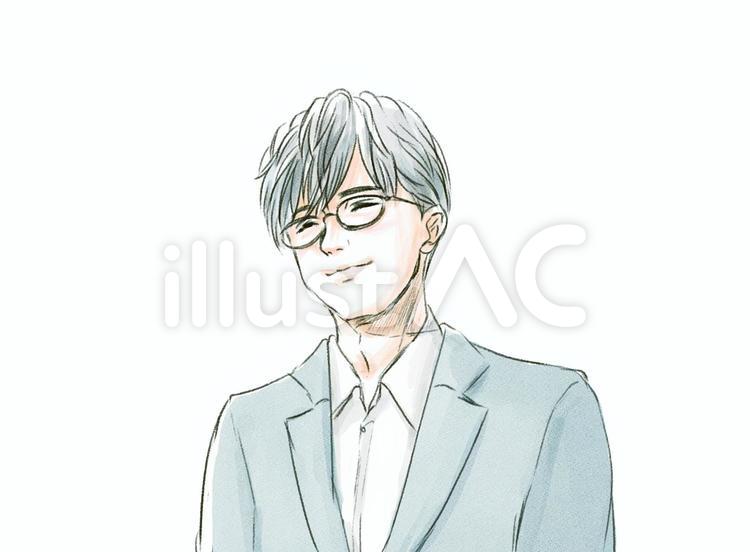 手描き風男性 水彩,手描き,スーツのイラスト素材