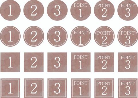 数字のフレームあしらい水彩風 数字,フレーム,文字,吹き出し,水彩,バッジ,あしらい,番号,アイコン,記号のイラスト素材