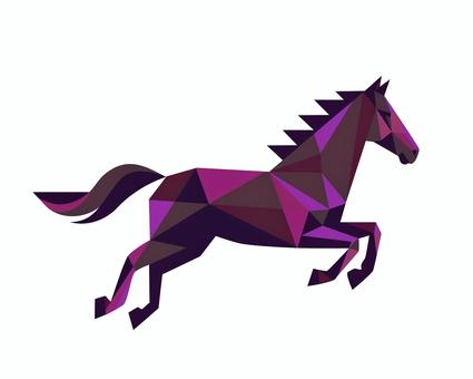 馬のポリゴンイラスト（紫・干支） 午年,干支,2026年,年賀状,ポリゴン,ローポリ,幾何学,モダン,カクカク,紫のイラスト素材