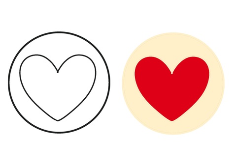 Illustration, heart, patch, no color, 