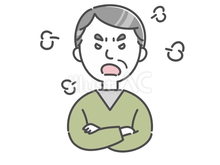 人物　激怒するおじいさん 激怒,逆鱗,怒鳴るのイラスト素材