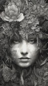 plant and woman's face, plant, face, a lot, JPG