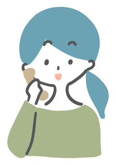 電話をしながら驚く女性 驚く,電話,女性,びっくり,通話,テレフォン,家電,会話,シンプル,ラフタッチのイラスト素材