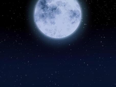 月空のほとり【4】和の宵まるい月 満月,冬,雪,空,夜,幻想,神秘的,和風,静寂,背景素材のイラスト素材