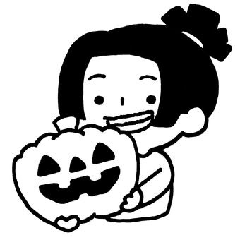 ジャックオランタンを抱えている子ども かぼちゃ,ハロウィン,ジャックオランタン,抱える,持つ,人物,大きな,パンプキン,秋,10月のイラスト素材