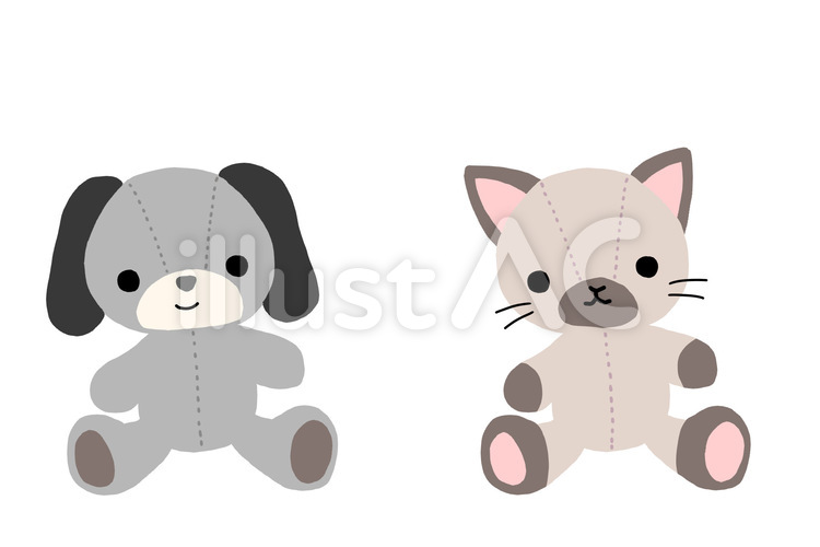 犬と猫のぬいぐるみ ぬいぐるみ,アニマル,犬のイラスト素材