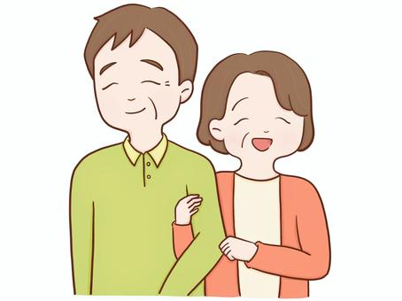 いい夫婦の日 夫婦,熟年夫婦,中年,中年女性,中年男性,女性,男性,おじさん,おばさん,二人のイラスト素材