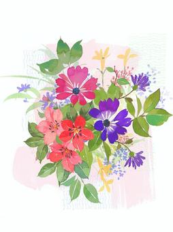 hanaブーケ 花束,植物,花,春,チラシ,ポストカード,背景,可愛い,野花,葉っぱのイラスト素材