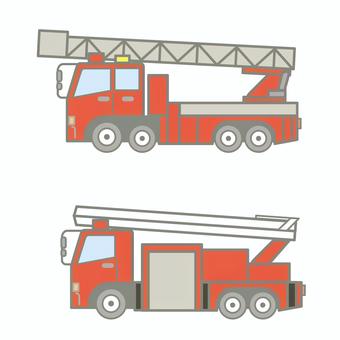 消防署のはしご車と高所放水車のアイコン 消防署,はしご車,高所放水車,火事,消防車,緊急車両,アイコン,イラストのイラスト素材