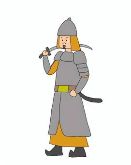 アジア大陸の武将 戦士,兵士,戦闘員,軍人,武人,武者,闘士,兵隊,兵卒,武将のイラスト素材