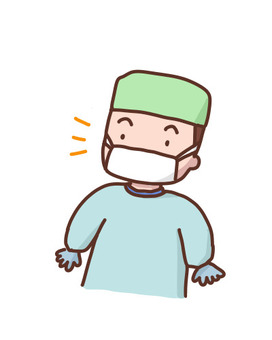 驚く医師 お医者さん,手術着,マスク,びっくり,医師,助産師,手術,オペ,オペ着,驚くのイラスト素材