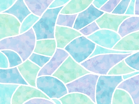 ステンドグラス風背景（青系色） ステンドグラス,背景,青色,寒色,ガラス,キラキラ,模様,教会,水彩,手描きのイラスト素材