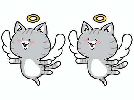 エンジェル猫ちゃんセット ねこ,天使,エンジェル,祝福,結婚式,お祝い,幸せ,ウェディング,天国,平和のイラスト素材