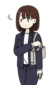 万引きしようとする女性 人物,万引き,犯罪行為,挙動不審,盗む,商品,キョロキョロ,窃盗,鞄,スーツのイラスト素材