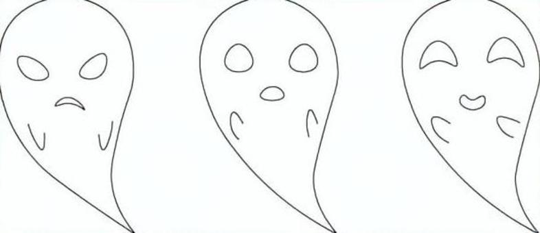 ハロウィン素材 表情違いのかわいいおばけ ハロウィン,おばけ,お化け,白黒,モノクロ,表情差分,ハロウィン素材のイラスト素材